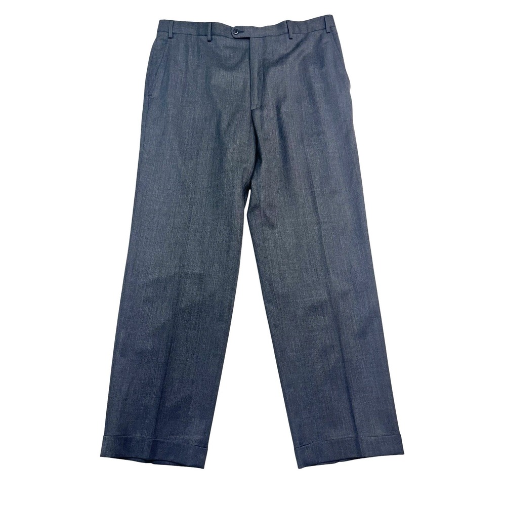 Zanella Italy 38x32 Gray Benny Dress Pants Trousers‎ Flat Front Natural Stretch